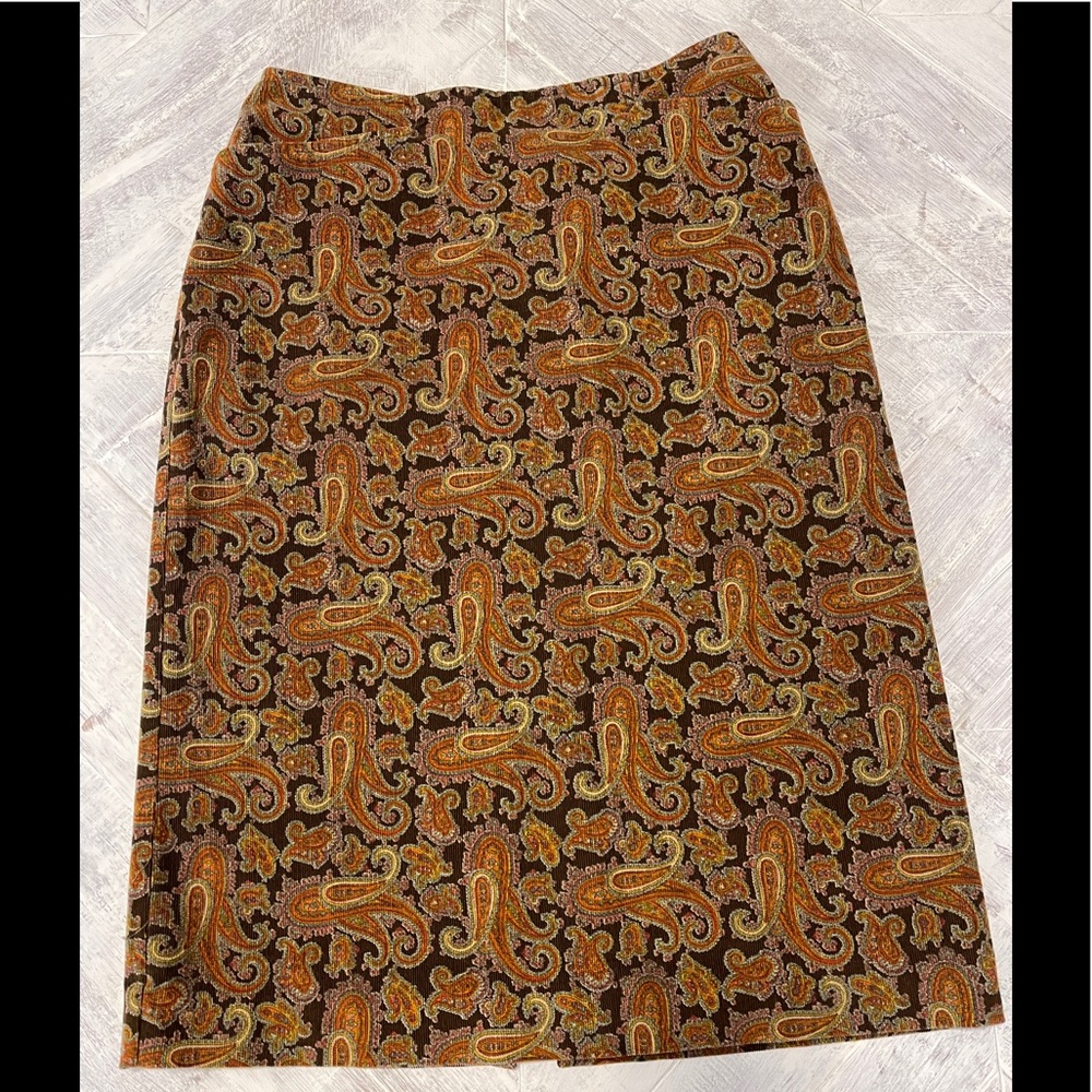 Vintage Harold’s Corduroy Paisley Pencil Skirt Sz 2